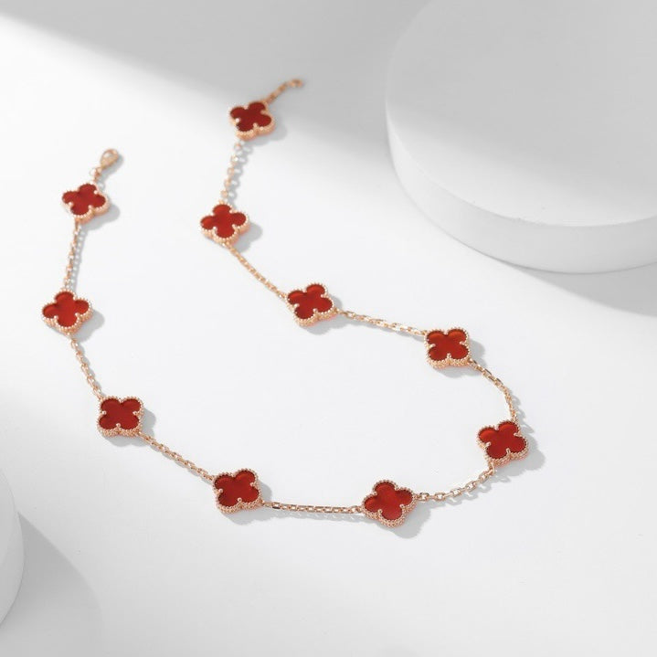 [Angela Jewellery]CLOVER 10 MOTIFS CARNELIAN NECKLACE