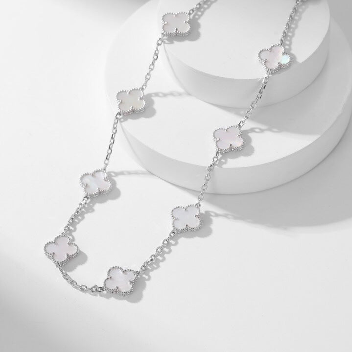 [Angela Jewellery]CLOVER 10 MOTIFS WHITE MOTHER OF PEARL NECKLACE