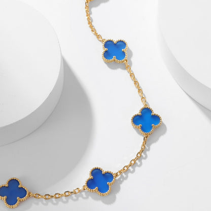 [Angela Jewellery]CLOVER 10 MOTIFS BLUE AGATE NECKLACE