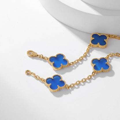 [Angela Jewellery]CLOVER 10 MOTIFS BLUE AGATE NECKLACE