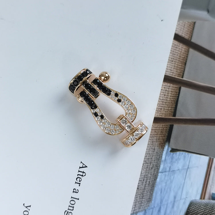 [Angela Jewellery]FORCE LARGE HORSESHOE BLACK WHITE DIAMOND BRACELET SILVER