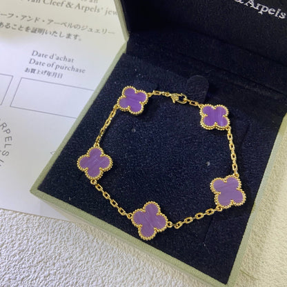 [Angela Jewellery]CLOVER  5 MOTIFS  PURPLE VIOLET BRACELET
