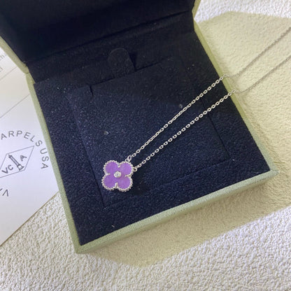 [Angela Jewellery]CLOVER 15MM DIAMOND  PURPLE VIOLET NECKLACE