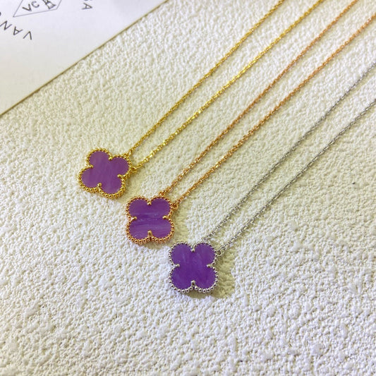 [Angela Jewellery]CLOVER 15MM  PURPLE VIOLET NECKLACE