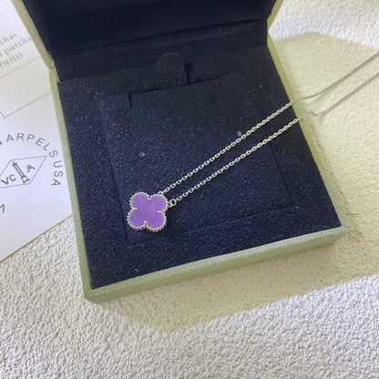 [Angela Jewellery]CLOVER 15MM  PURPLE VIOLET NECKLACE