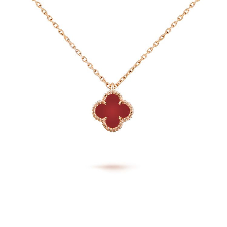 [Angela Jewellery]CLOVER MINI 9.5MM WHITE CARNELIANS NECKLACE