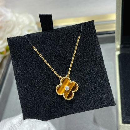 [Angela Jewellery]CLOVER 15MM DIAMOND AND YELLOW TIGER'S EYE AGATE necklace