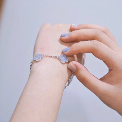 [Angela Jewellery]CLOVER  5 MOTIF PURPLE CHALCEDONY BRACELET SILVER