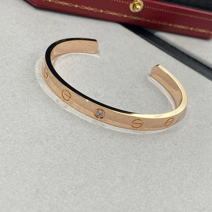 [Angela Jewellery]LOVE BRACELET 6.1MM 1 DIAMOND OPEN CUFF