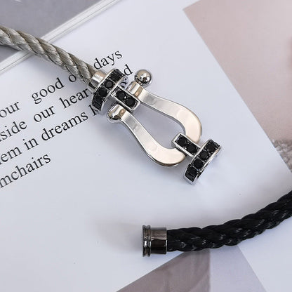 [Angela Jewellery]FORCE LARGE HORSESHOE BLACK DIAMOND BRACELET SILVER