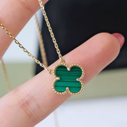 [Angela Jewellery]CLOVER 15MM MALACHITE SINGLE FLOWER  NECKLACE