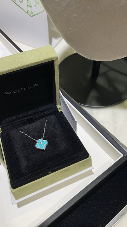 [Angela Jewellery]CLOVER 15MM DIAMOND SVRES PORCELAIN  NECKLACE SILVER