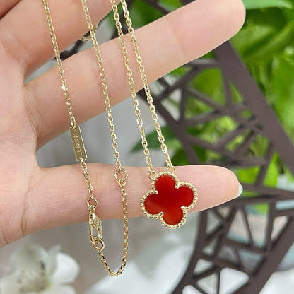 [Angela Jewellery]CLOVER 15MM CARNELIAN SINGLE FLOWER NECKLACE