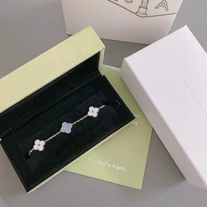 [Angela Jewellery]CLOVER  5 MOTIF DIAMOND PURPLE CHALCEDONY BRACELET SILVER