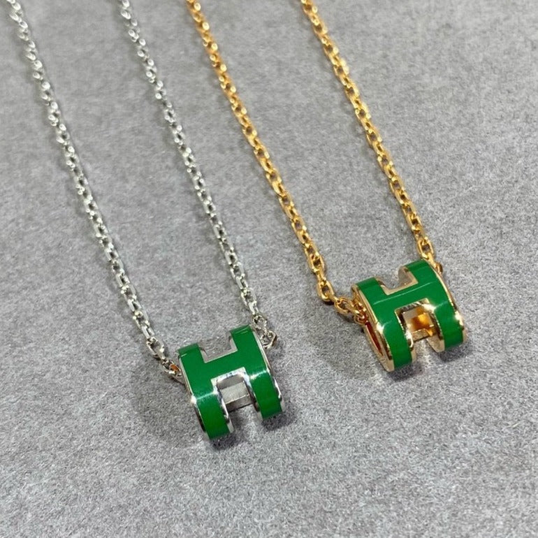 [Angela Jewellery]POP H GREEN NECKLACE SILVER AND GOLD