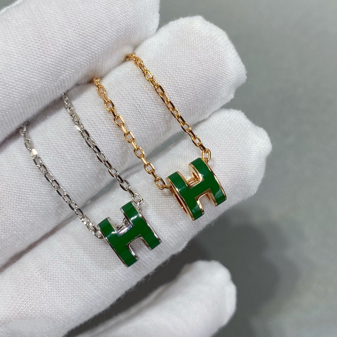 [Angela Jewellery]POP H GREEN NECKLACE SILVER AND GOLD
