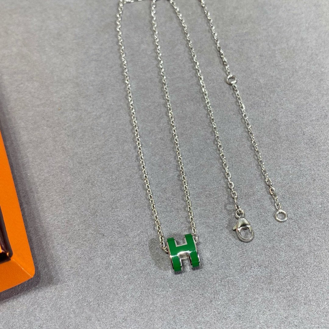 [Angela Jewellery]POP H GREEN NECKLACE SILVER AND GOLD