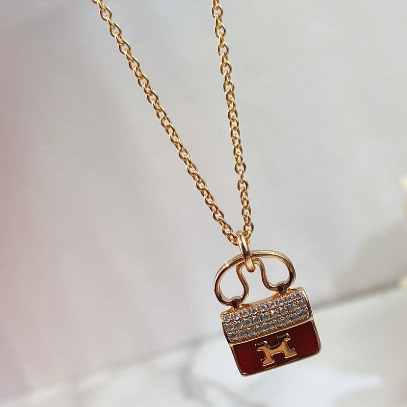 [Angela Jewellery]CONSTANCE RED PEDANT PINK GOLD NECKLACE