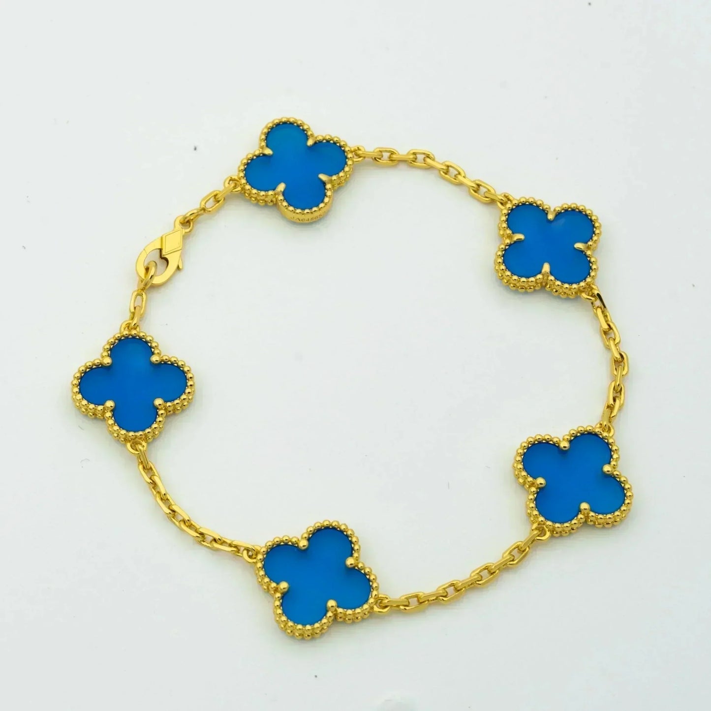 [Angela Jewellery]CLOVER 5 MOTIFS BLUE AGATE BRACELET
