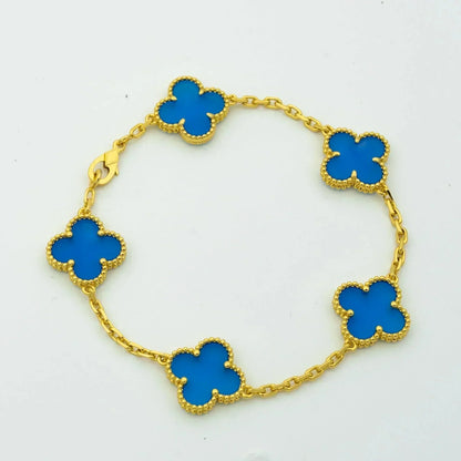 [Angela Jewellery]CLOVER 5 MOTIFS BLUE AGATE BRACELET