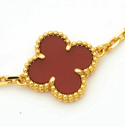 [Angela Jewellery]CLOVER 5 MOTIFS CARNELIAN DIAMOND BRACELET
