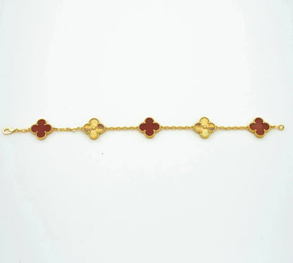 [Angela Jewellery]CLOVER  5 MOTIFS CARNELIAN GOLD BRACELET
