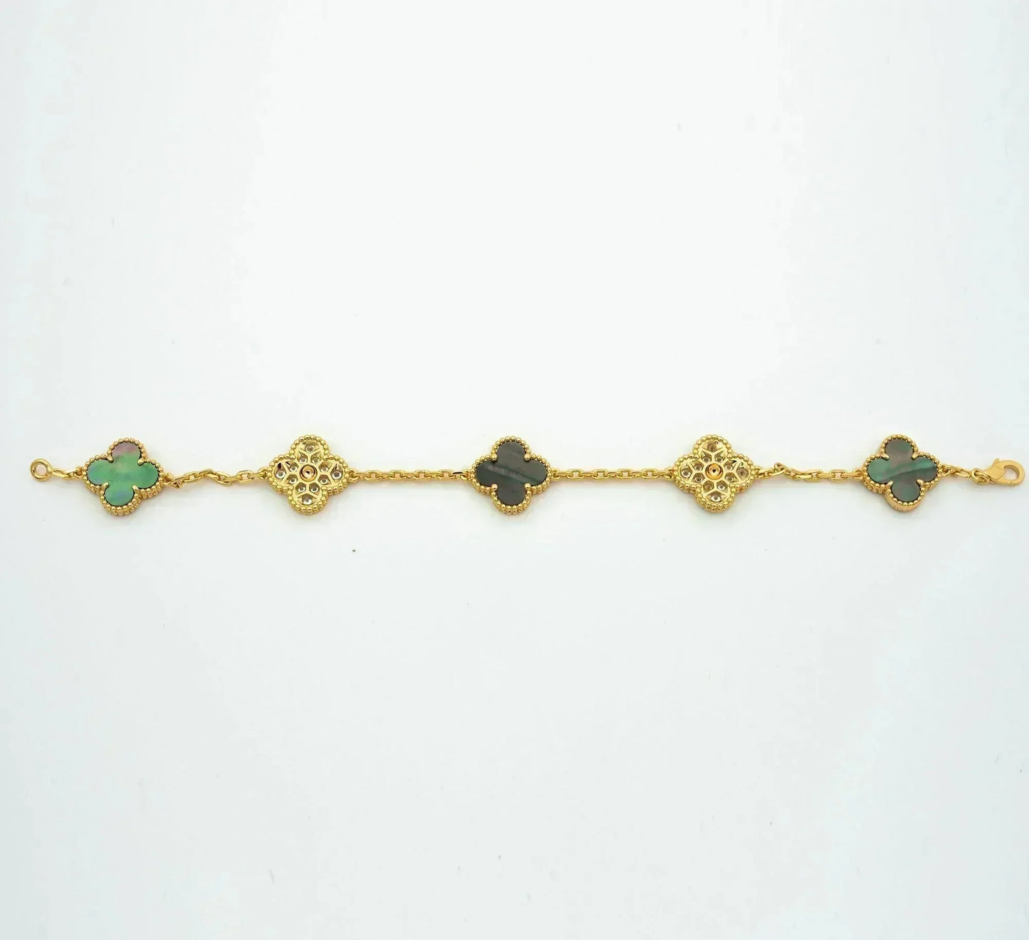 [Angela Jewellery]CLOVER 5 MOTIF GRAY MOP DIAMOND BRACELET