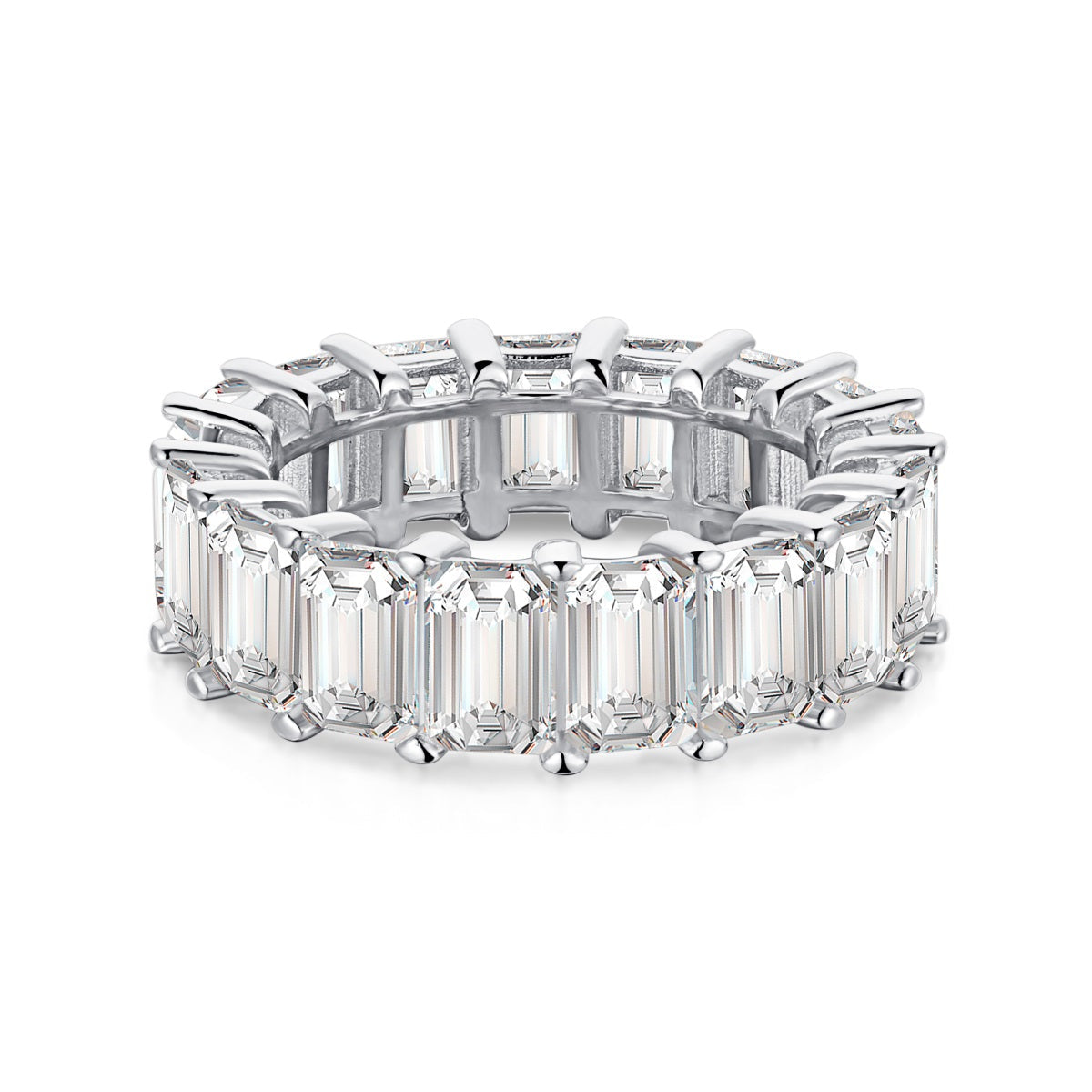 Angela Jewelry]0.75 Carat Elegant Emerald Cut Tennis Ring