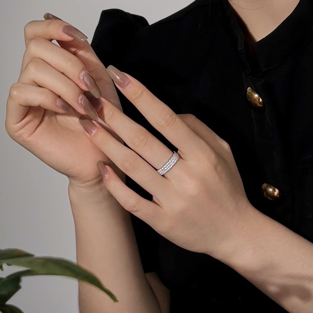 Angela Jewelry]Dainty Round Cut Tennis Ring