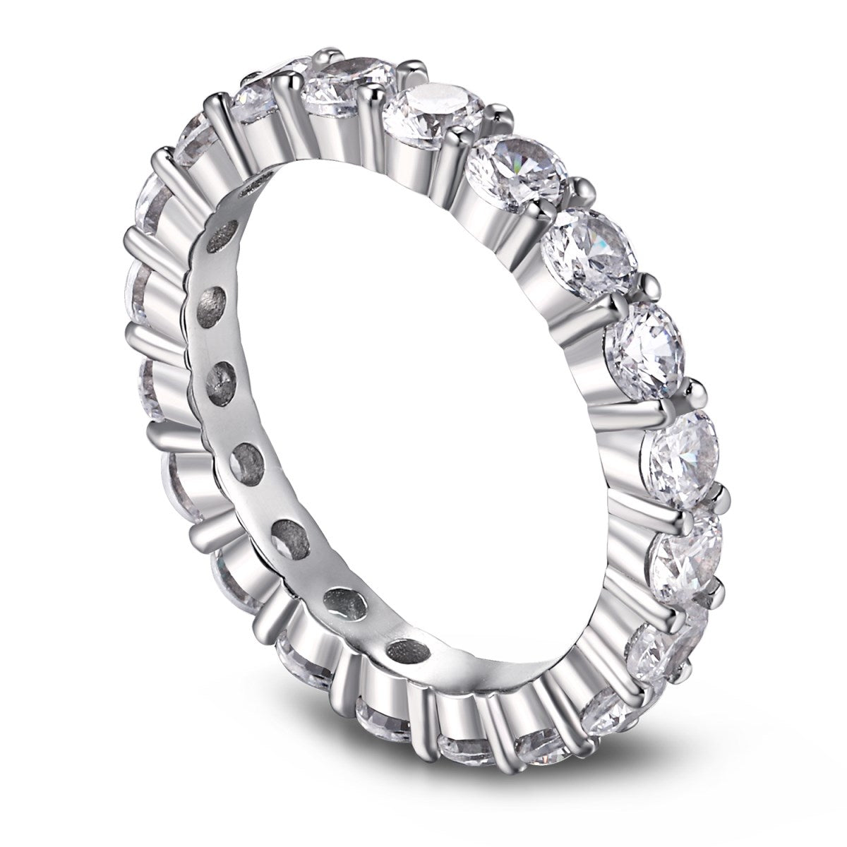 Angela Jewelry]Sparkling Round Cut Tennis Ring