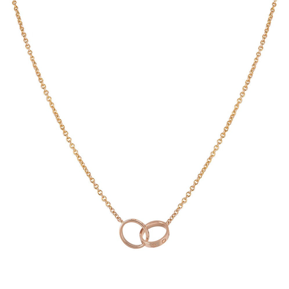 [Angela Jewellery]LOVE NECKLACE DOUBLE RING PINK GOLD