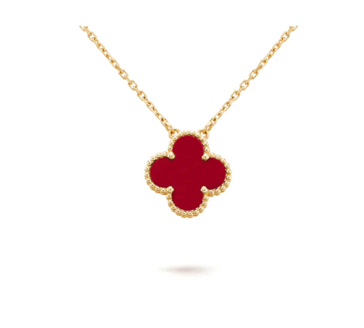 [Angela Jewellery]CLOVER 15MM CARNELIAN SINGLE FLOWER NECKLACE