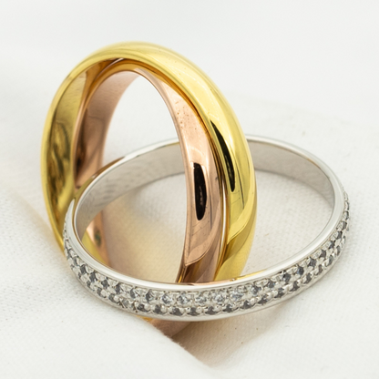 [Angela Jewellery]TRINITY RING GOLD PINK GOLD SILVER DIAMONDS