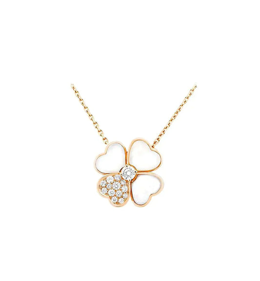 [Angela Jewellery]CLOVER MOP DIAMOND ROSE GOLD NECKLACE
