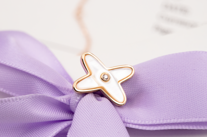 [Angela Jewellery]JEUX DE WHITE MOP ROSE GOLD DIAMOND EARRINGS