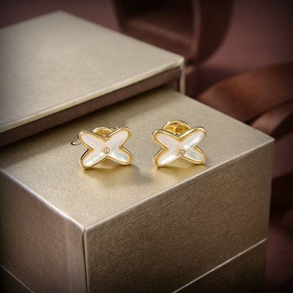 [Angela Jewellery]JEUX DE WHITE MOP GOLD DIAMOND EARRINGS