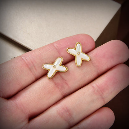 [Angela Jewellery]JEUX DE WHITE MOP GOLD DIAMOND EARRINGS