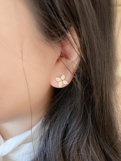 [Angela Jewellery]STAR BLOSSOM STUD EARRINGS PINK GOLD DIAMONDS