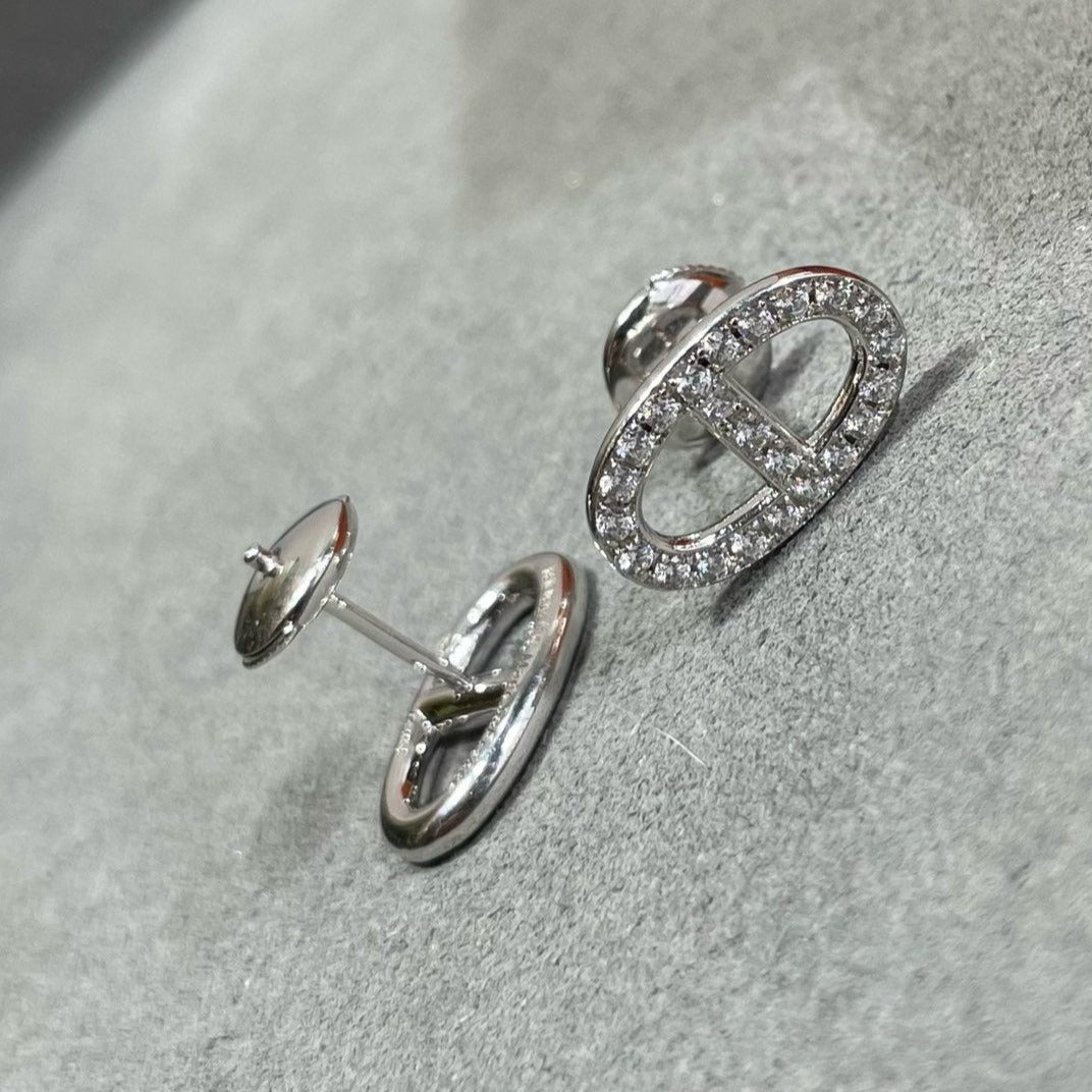 [Angela Jewellery]HM FULL DIAMOND PIG NOSE STUD EARRINGS