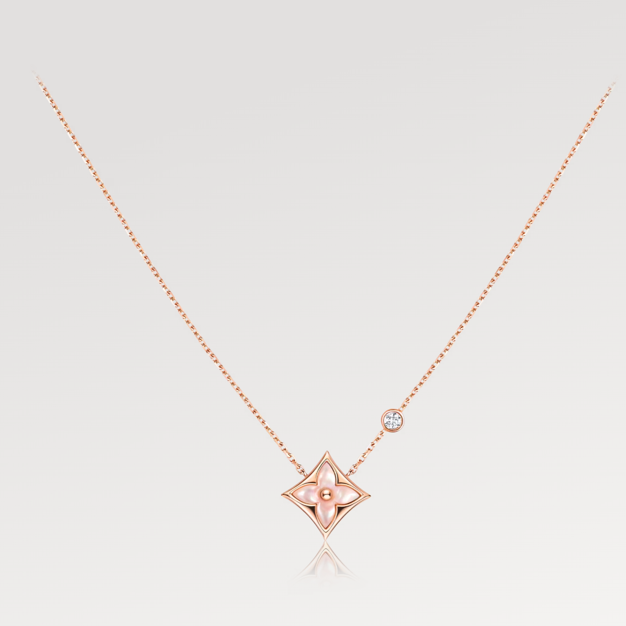 [Angela Jewellery]STAR PINK MOP 1 DIAMOND PINK GOLD NECKLACE