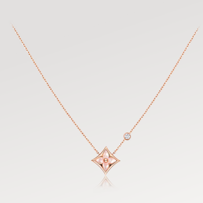 [Angela Jewellery]STAR PINK MOP 1 DIAMOND PINK GOLD NECKLACE