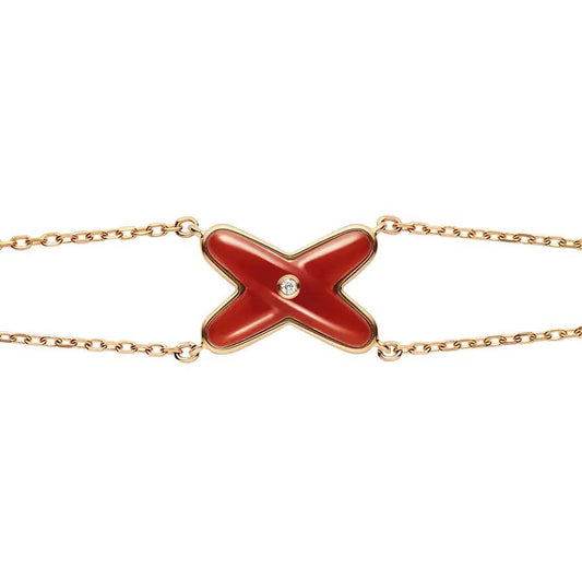 [Angela Jewellery]JEUX BRACELET CARNELIAN PINK GOLD 1 DIAMOND