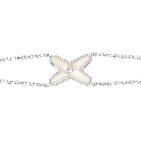 [Angela Jewellery]JEUX BRACELET WHITE MOP SILVER 1 DIAMOND