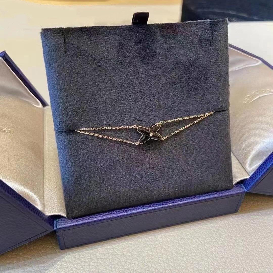 [Angela Jewellery]JEUX BRACELET ONYX PINK GOLD 1 DIAMOND