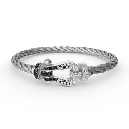 [Angela Jewellery]FORCE LARGE HORSESHOE BLACK WHITE DIAMOND BRACELET SILVER