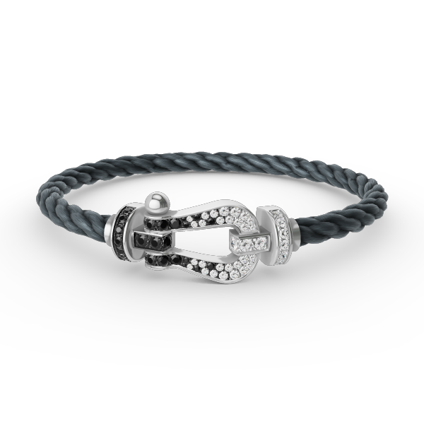 [Angela Jewellery]FORCE LARGE HORSESHOE BLACK WHITE DIAMOND BRACELET SILVER