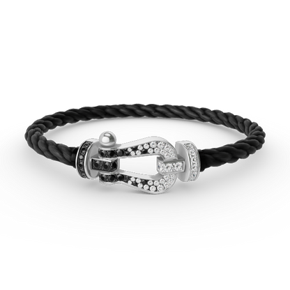 [Angela Jewellery]FORCE LARGE HORSESHOE BLACK WHITE DIAMOND BRACELET SILVER