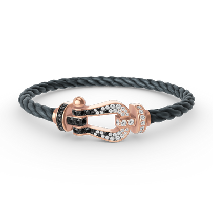 [Angela Jewellery]FORCE LARGE HORSESHOE BLACK WHITE DIAMOND BRACELET ROSE GOLD