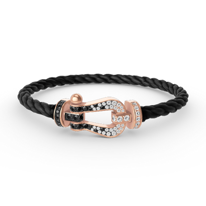 [Angela Jewellery]FORCE LARGE HORSESHOE BLACK WHITE DIAMOND BRACELET ROSE GOLD
