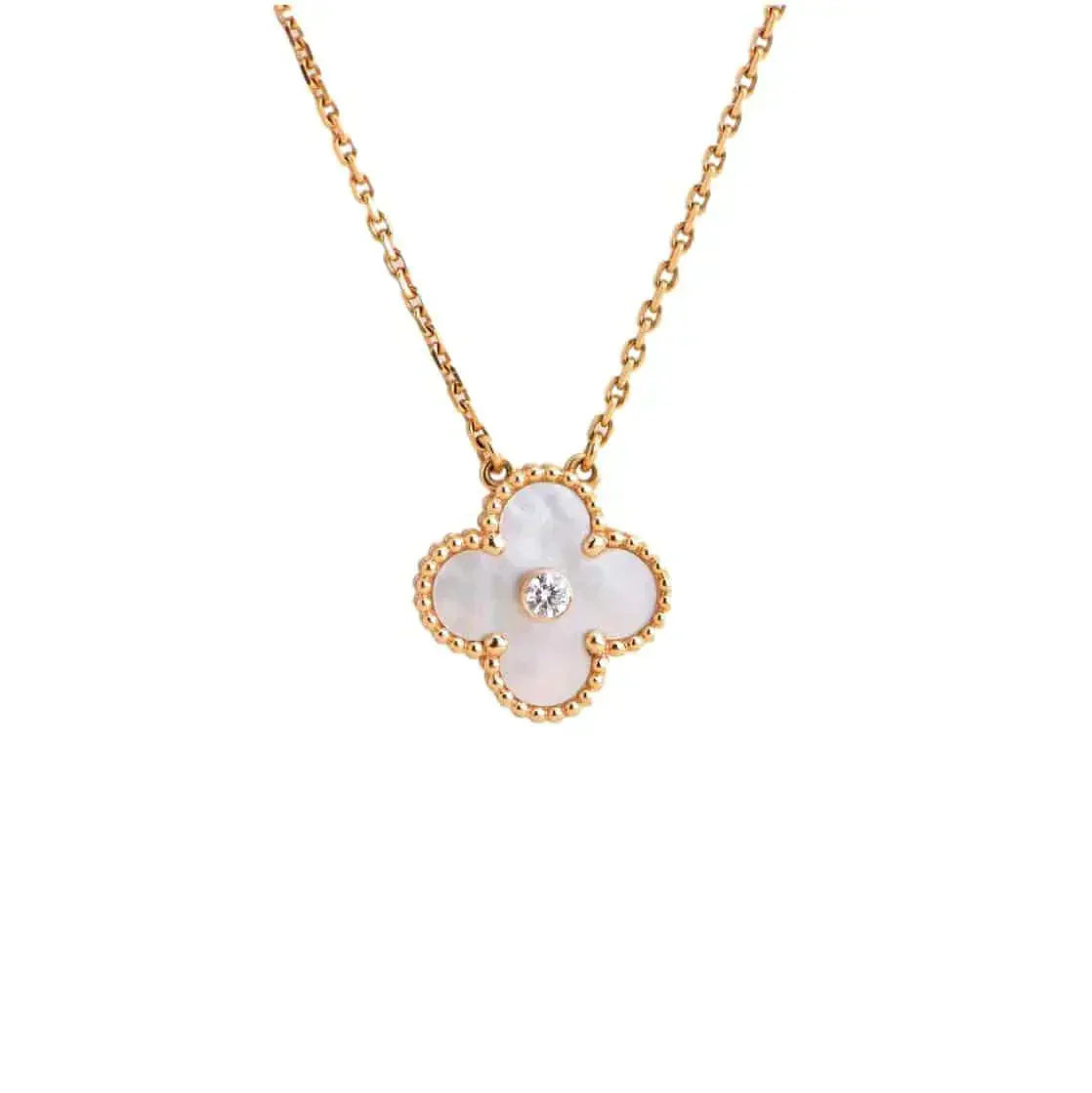 [Angela Jewellery]CLOVER 15MM DIAMOND WHITE FRITILLARIA NECKLACE
